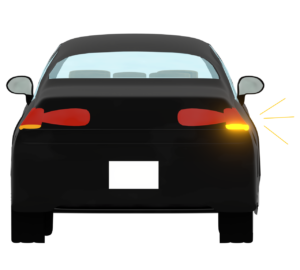 ウインカーを出す自動車のイラスト