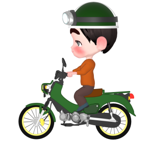 カブで走る男性のイラスト