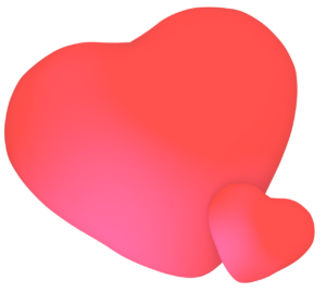 重なる二個のハートのイラスト