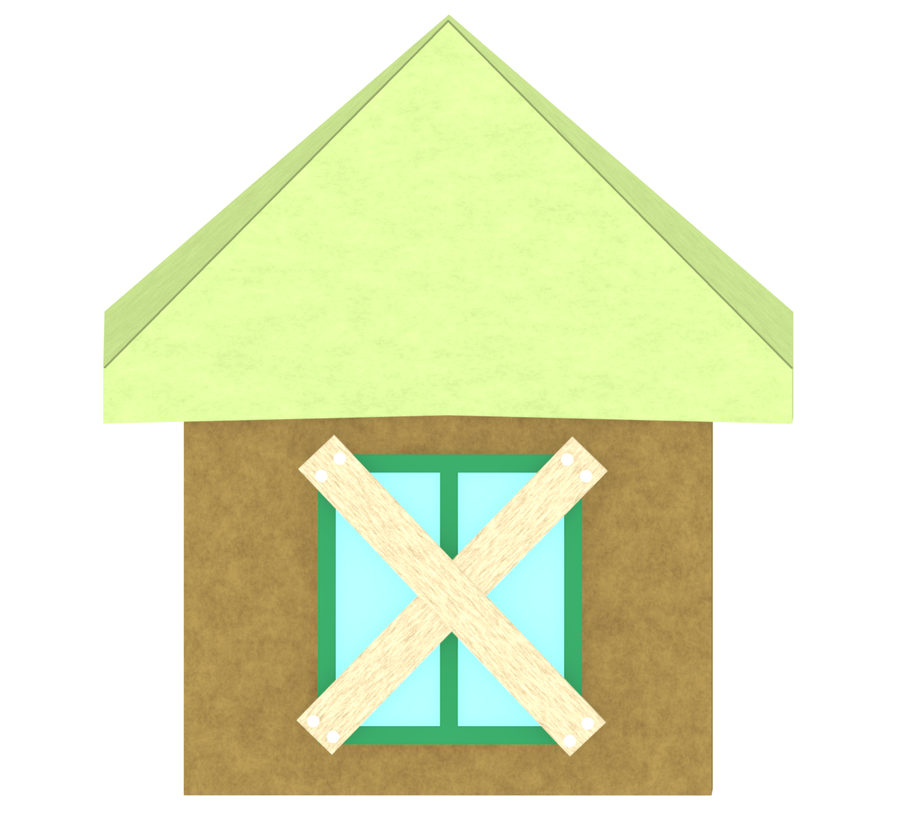 窓に台風対策をする家のイラスト