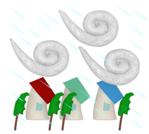台風と家のイラスト