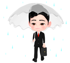 傘をさすビジネスマンのイラスト