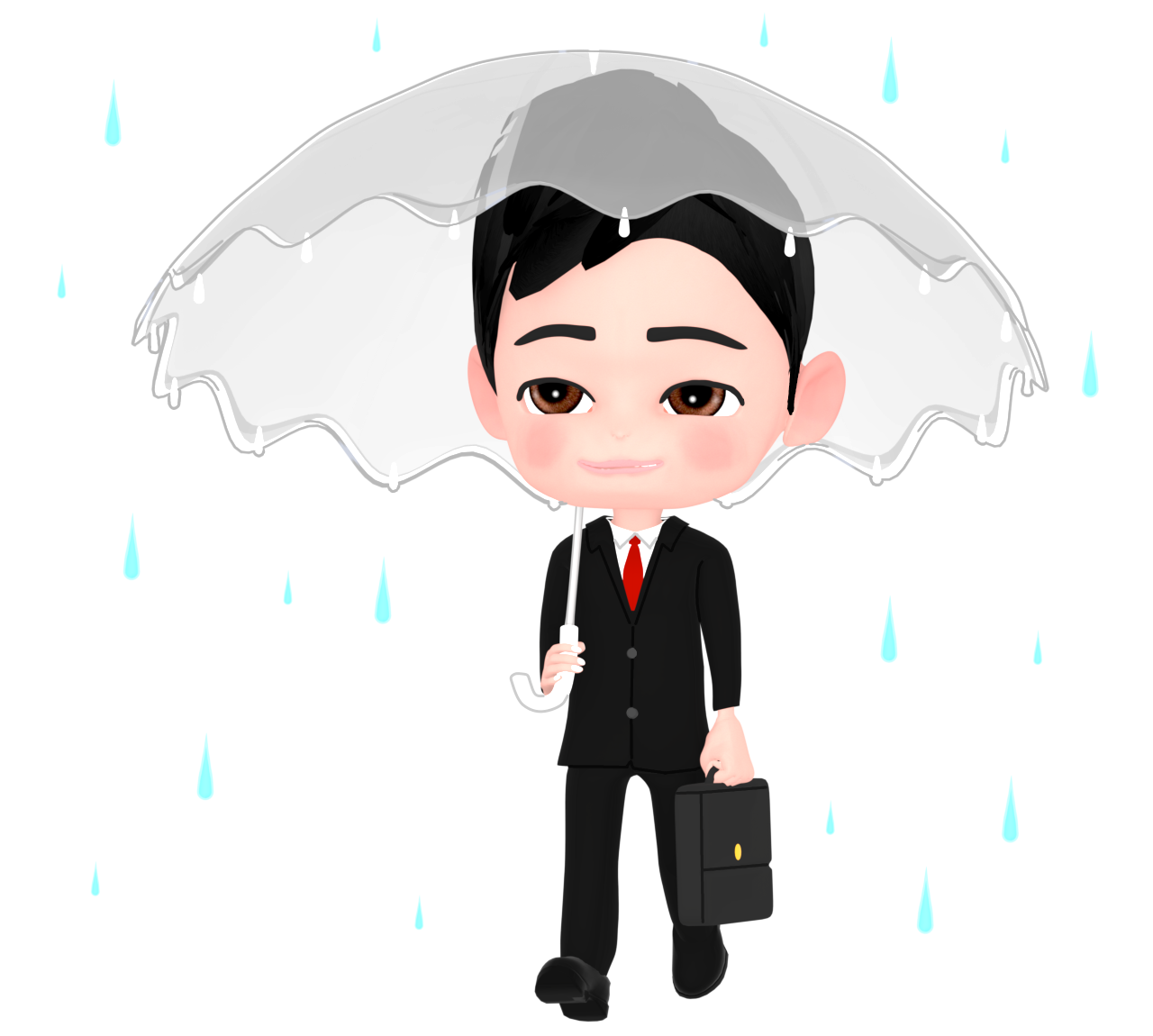 傘をさすビジネスマンのイラスト