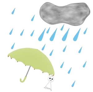 雨に打たれる傘のイラスト