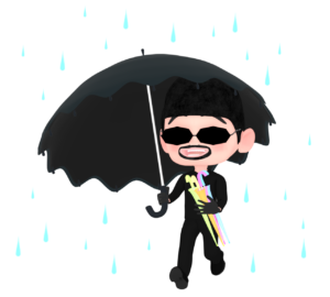 傘を盗む泥棒のイラスト