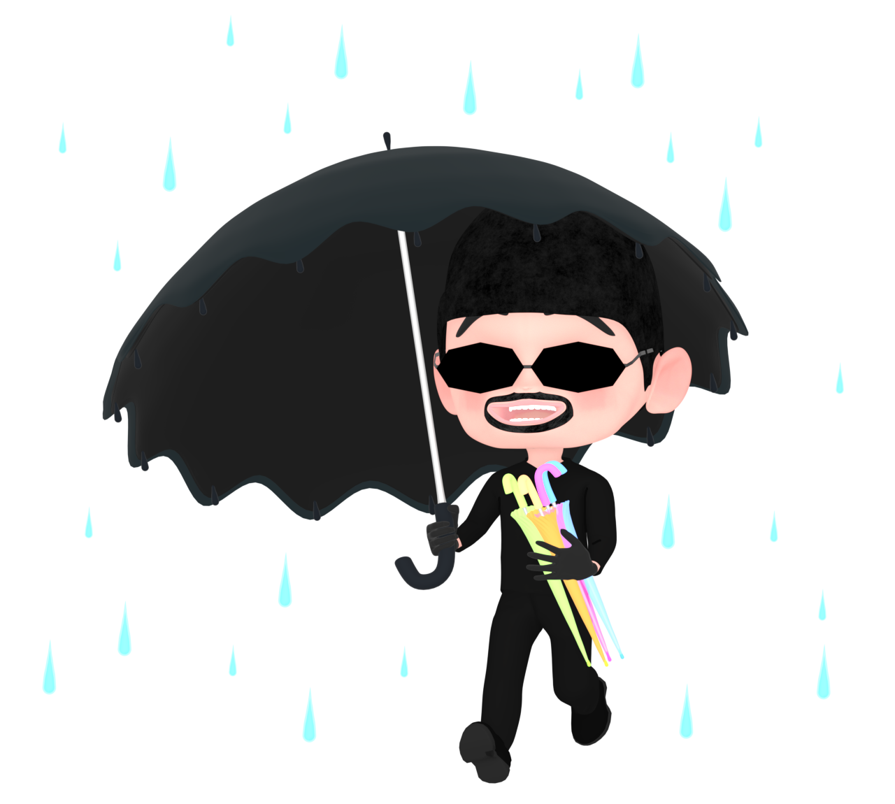 傘を盗む泥棒のイラスト