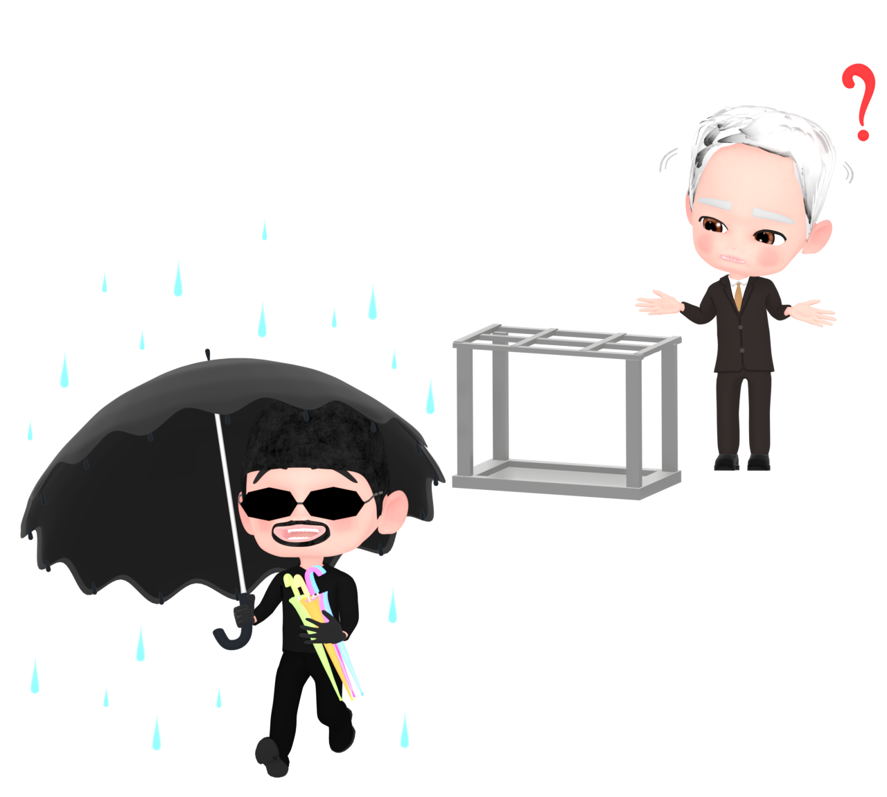 傘泥棒のイラスト