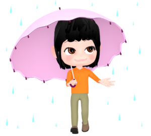 傘をさして歩く女性のイラスト