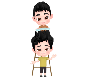 下敷きの静電気で遊ぶ男の子のイラスト