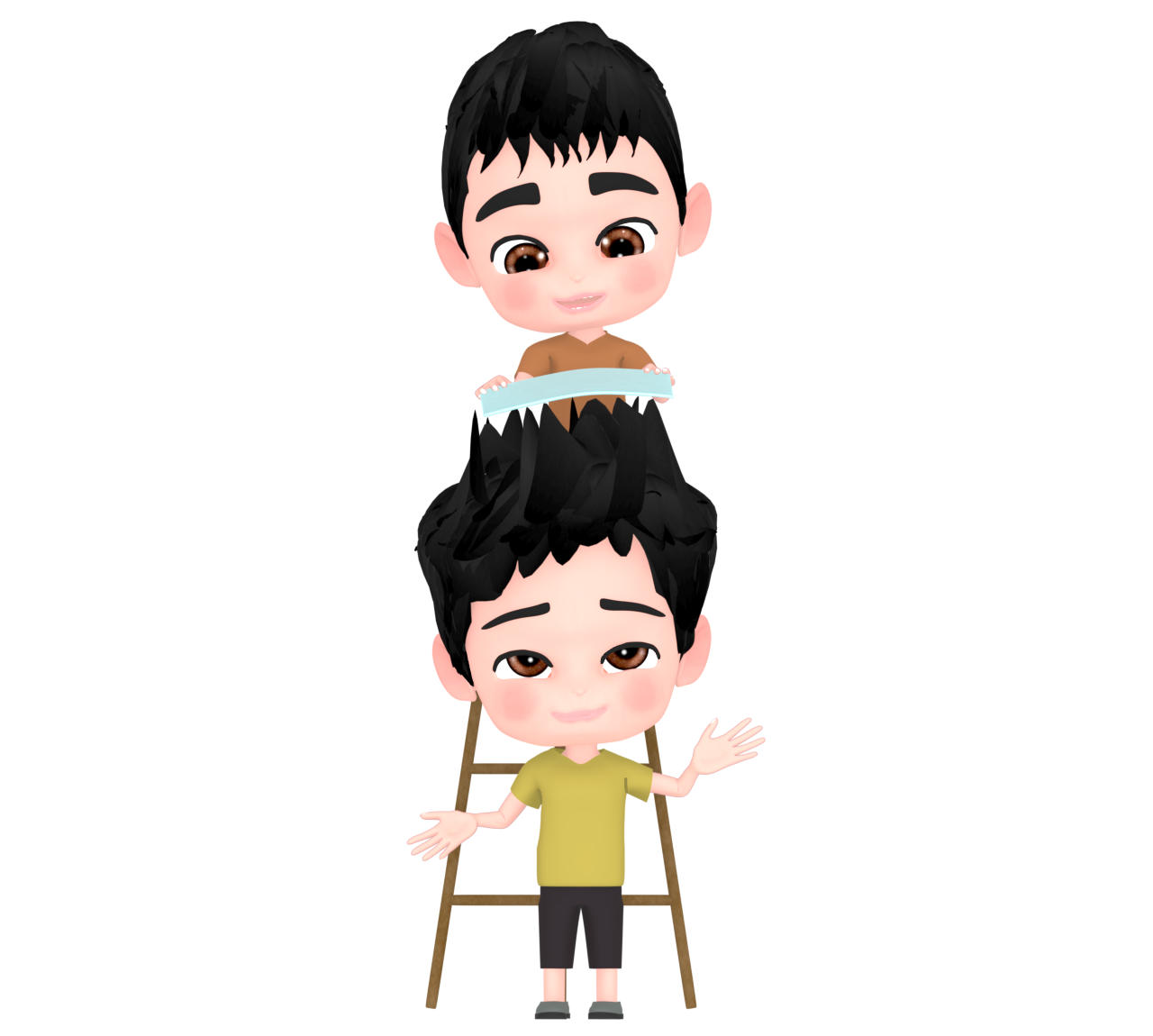 下敷きの静電気で遊ぶ男の子のイラスト