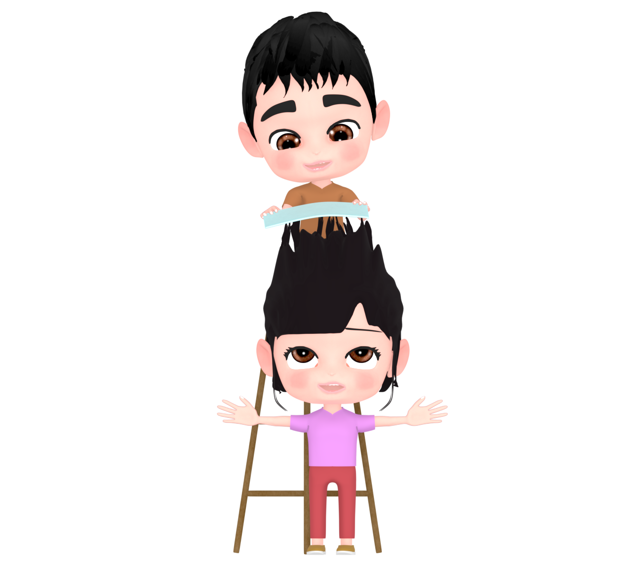 下敷きの静電気で遊ぶイラスト