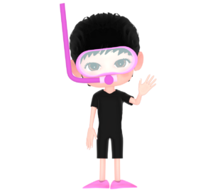 水中眼鏡をつけたシュノーケリングの女性のイラスト