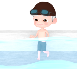 水中ウォーキングをする高齢者のイラスト