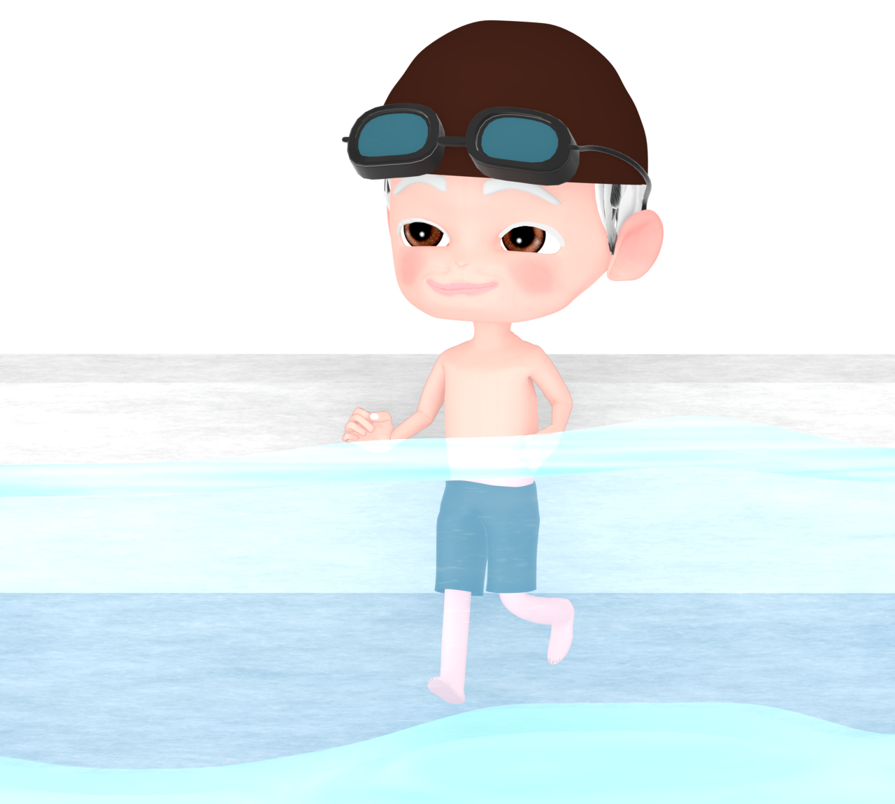 水中ウォーキングをする高齢者のイラスト