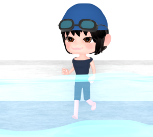 水中ウォーキングをする女性のイラスト