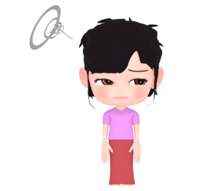 ボサボサ頭の女の子のイラスト