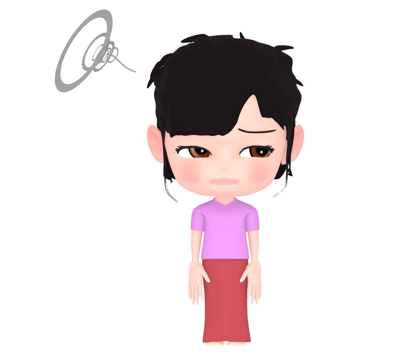 ボサボサ頭の女の子のイラスト