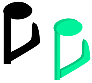 逆さの8分音符のイラスト