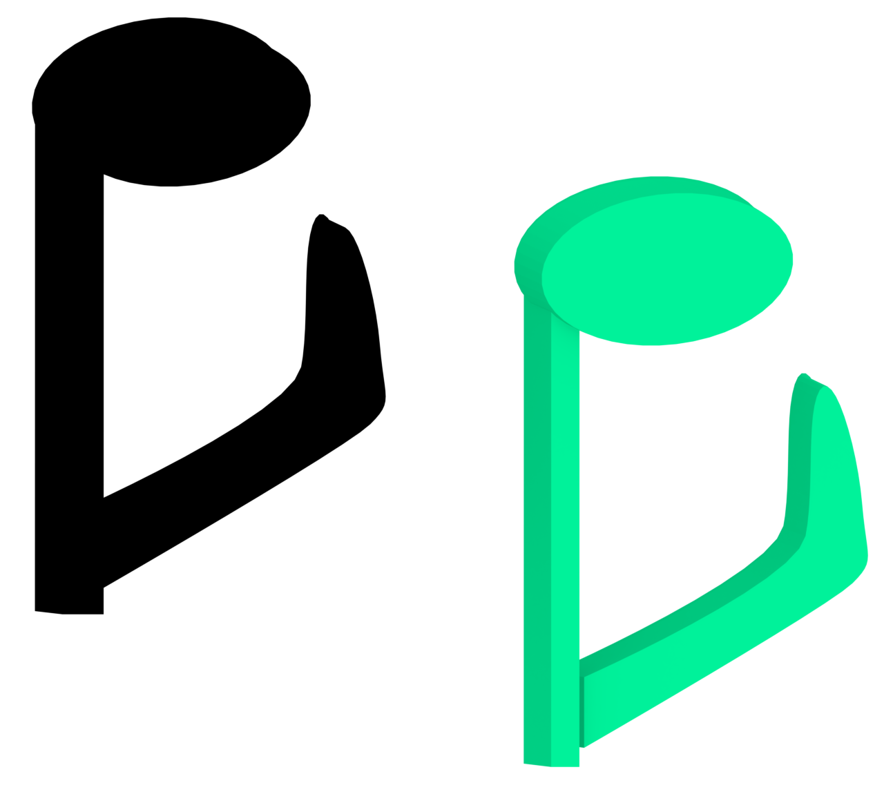 逆さの8分音符のイラスト