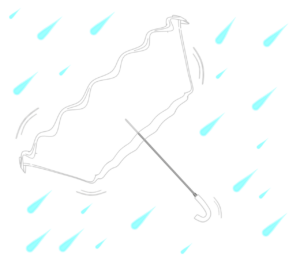 裏返った傘のイラスト