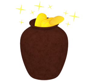 壷に入った小判のイラスト