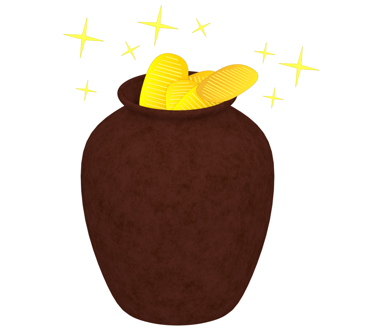 壷に入った小判のイラスト