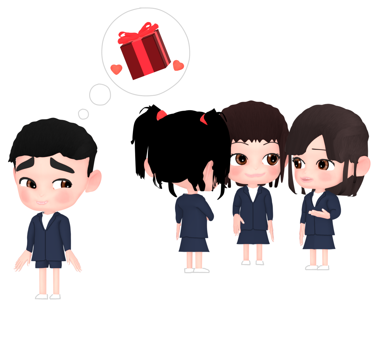 バレンタインに期待をする男の子のイラスト