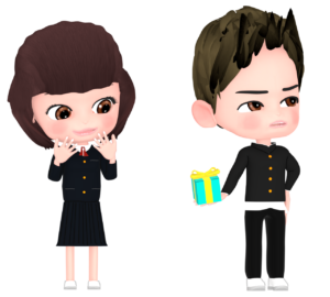 バレンタインのお返しを渡すヤンキーのイラスト