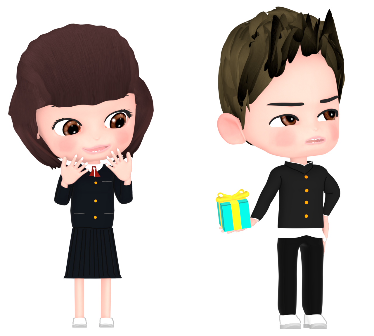 バレンタインのお返しを渡すヤンキーのイラスト