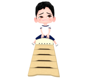 跳び箱が跳べない男子生徒のイラスト