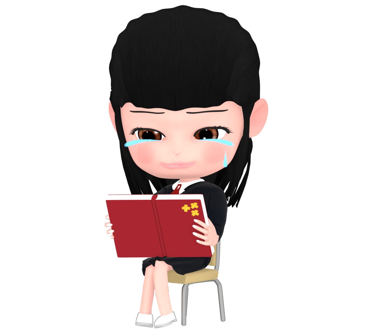 卒業アルバムを見る女子生徒のイラスト