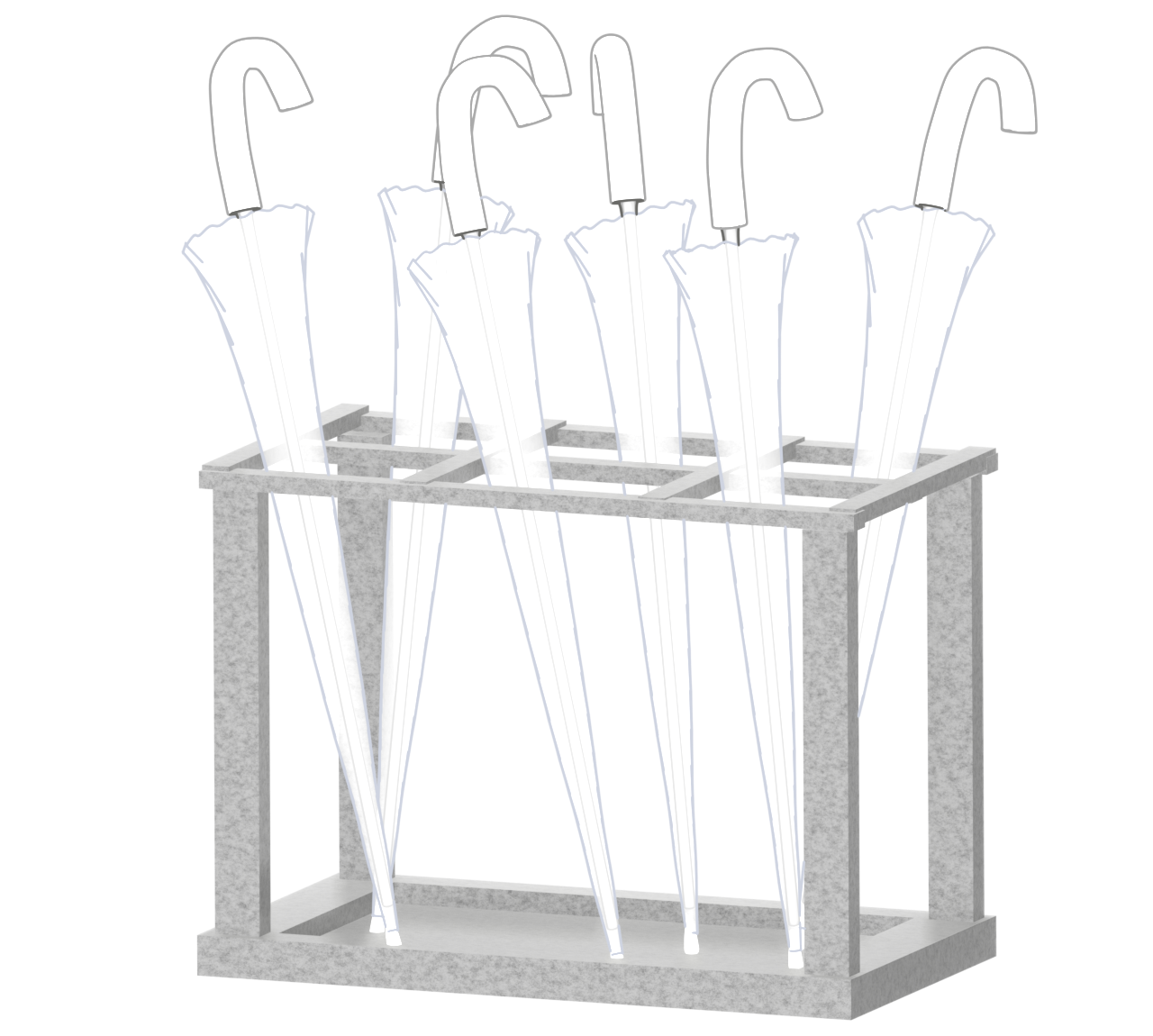 ビニール傘と傘立てのイラスト