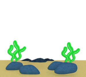 海に生えるワカメのイラスト