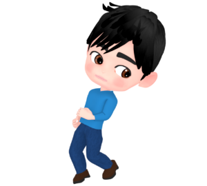 後ろ歩きをする男性のイラスト