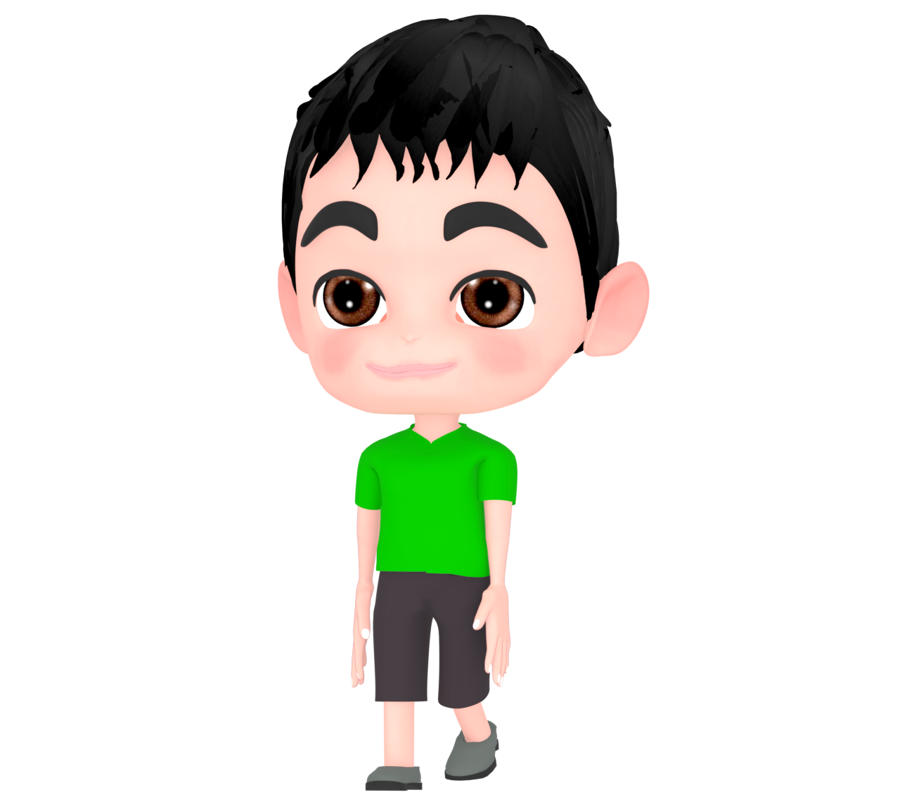 笑顔で歩く男の子のイラスト