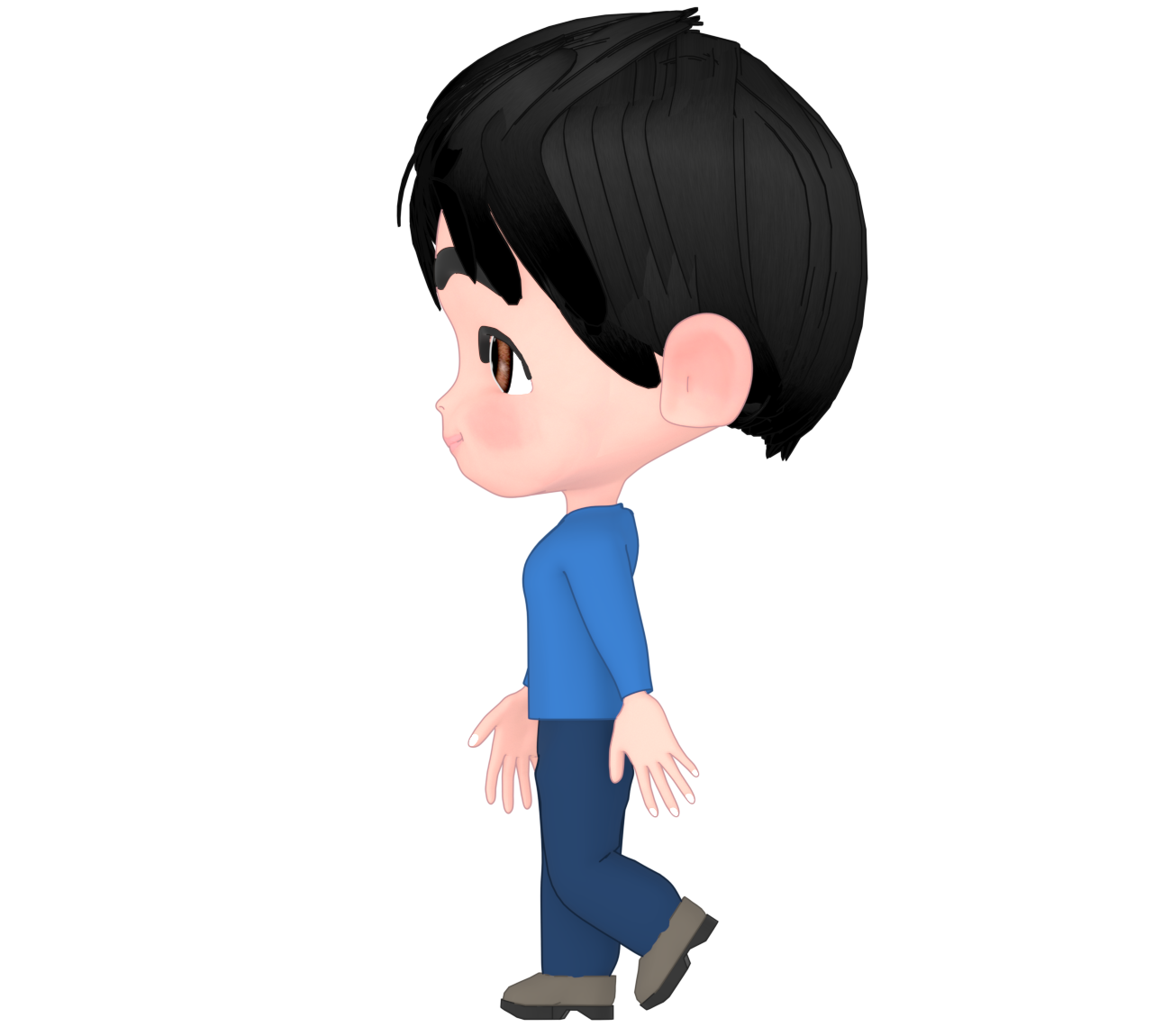 歩く男性の横顔のイラスト