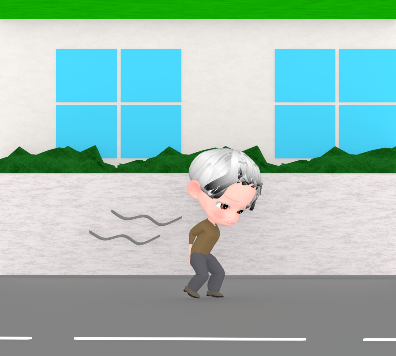 徘徊をするお婆さんのイラスト