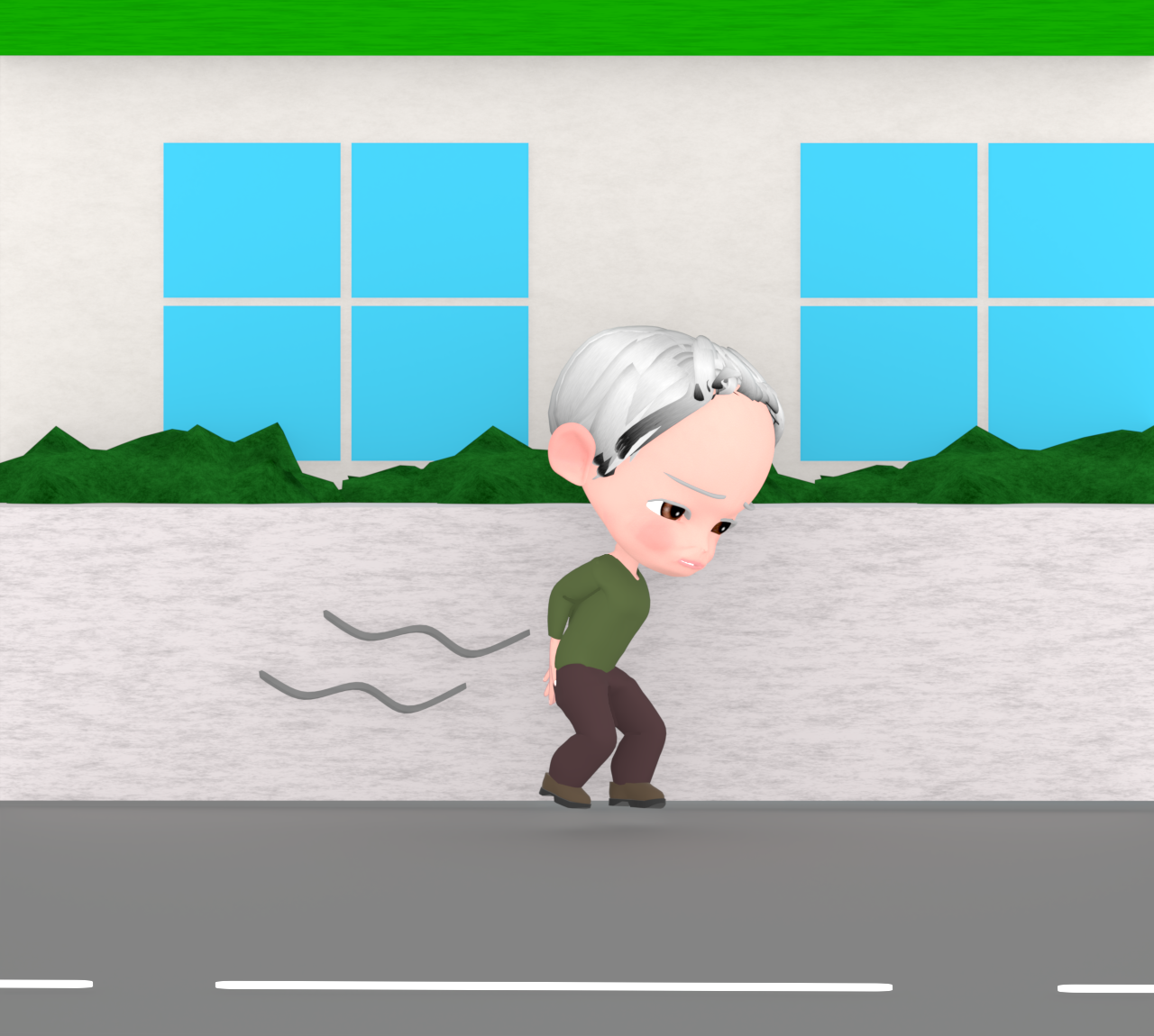 徘徊をするお爺さんのイラスト