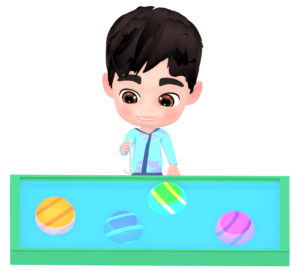 水風船を釣る男の子のイラスト