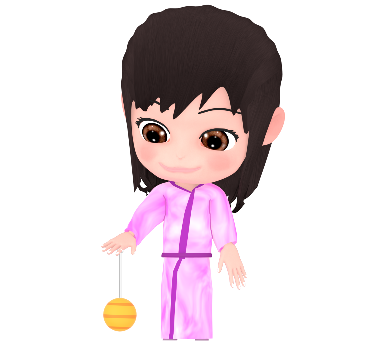 水風船のヨーヨーで遊ぶ女の子のイラスト