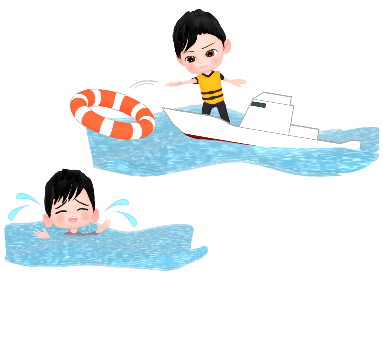 水難救助のイラスト