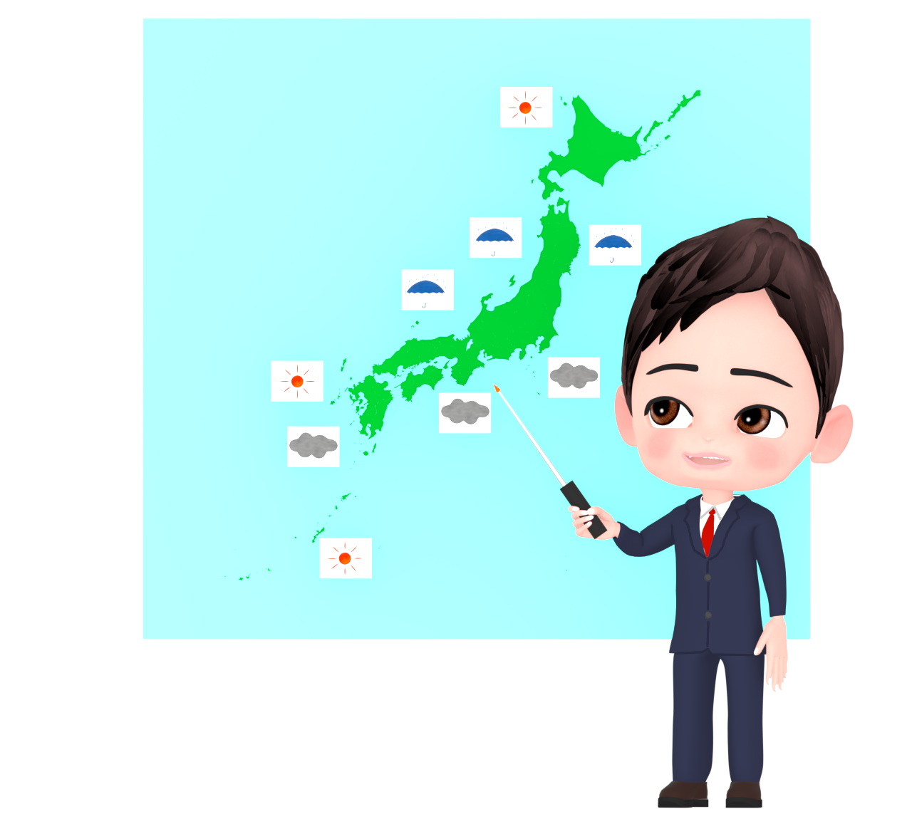 天気予報を説明する男性のイラスト