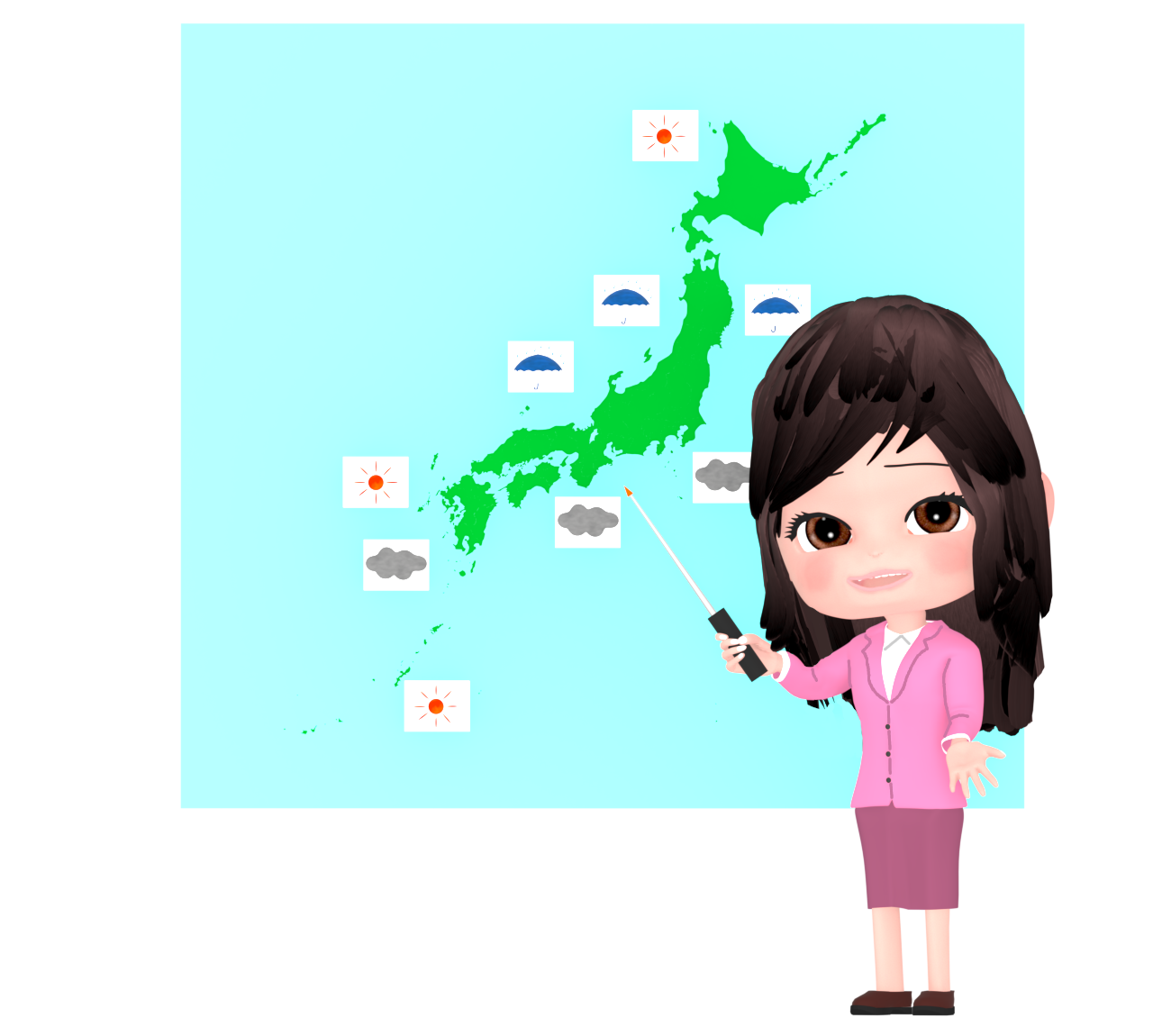 気象予報士の女性のイラスト