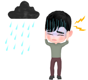 天気痛に苦しむイラスト