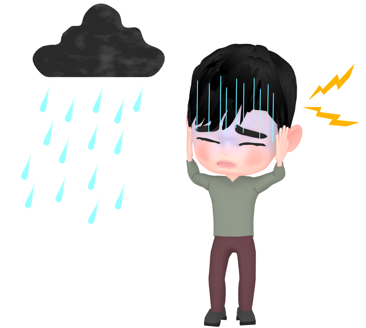 天気痛に苦しむイラスト