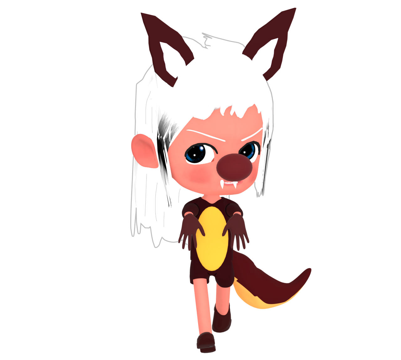 狼男の仮装をするイラスト