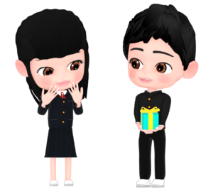 ホワイトデー お返しを渡す男子のイラスト