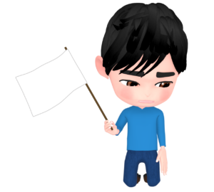 白旗を上げる男性のイラスト