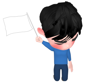 白旗を上げる男性のイラスト