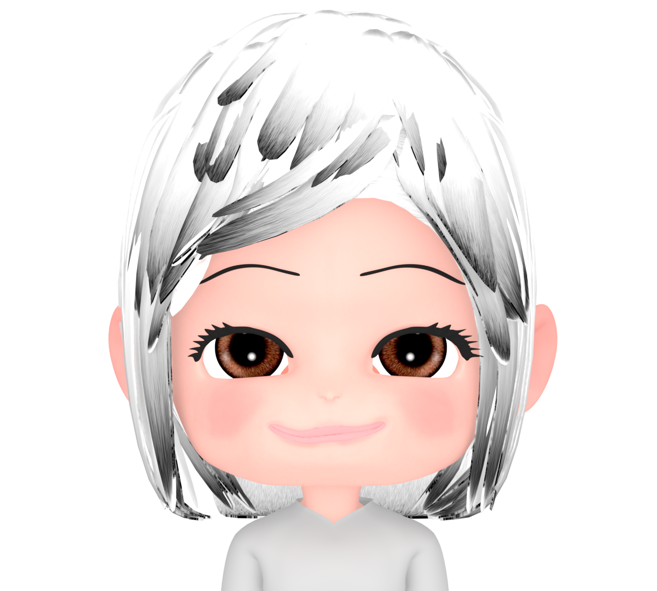 白の髪色をした女性のイラスト